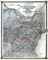 New York, New Jersey, Pennsylvania, Ohio, Delaware, Maryland, Virginia and West Virginia States Map, Illinois State Atlas 1875
